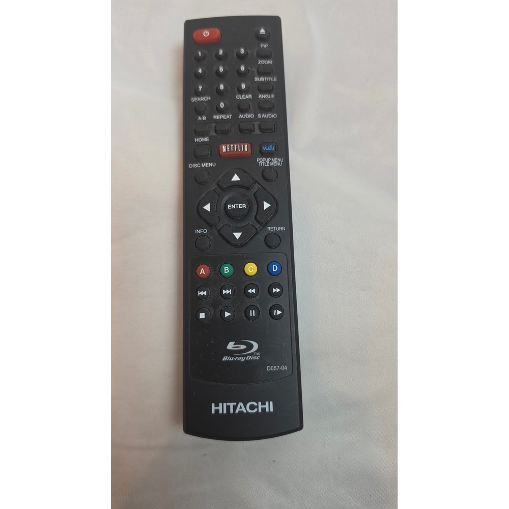 Hitachi D057-04 Blu-ray Disc Player Remote Control Netflix Vudu Black